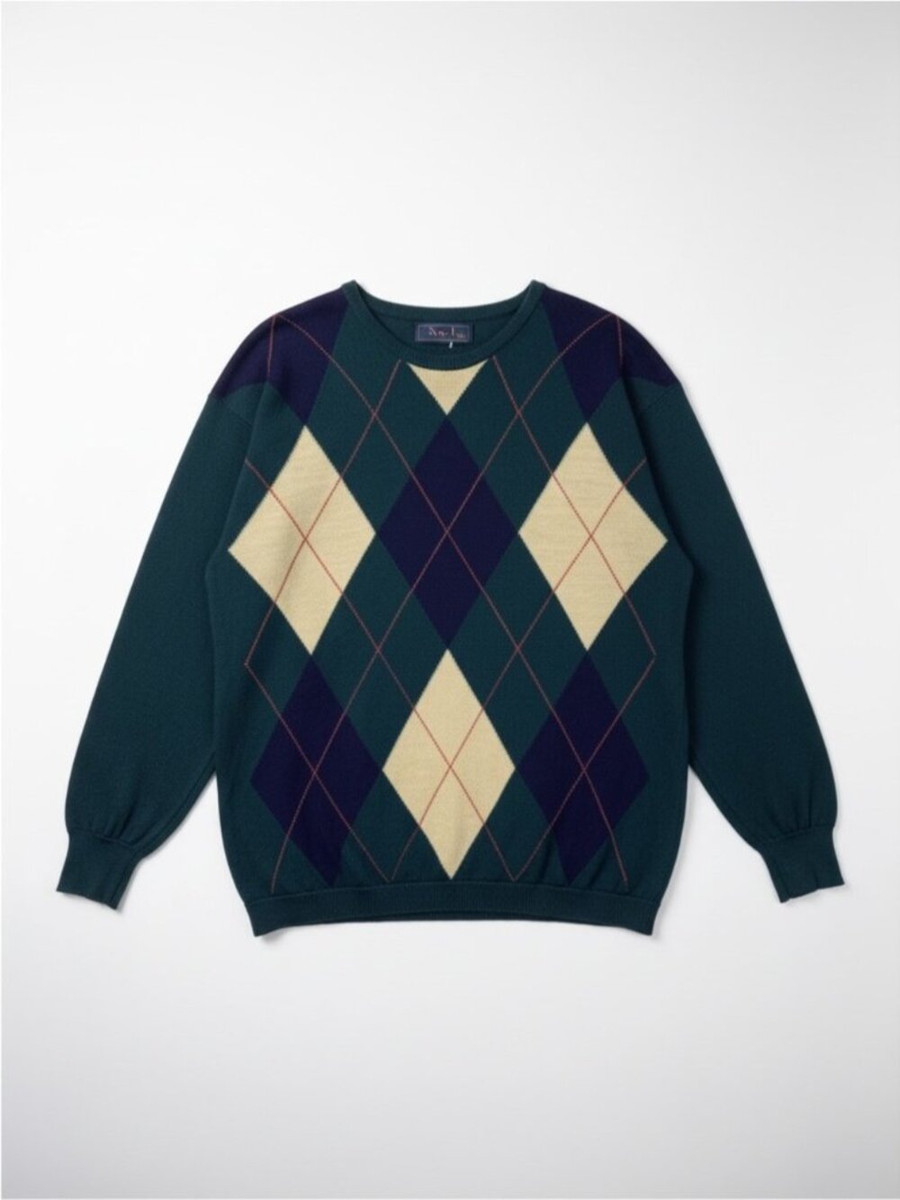 Vintage Pringle of Scotland Argyle Wool Sweater Men’s Medium Green Navy Red